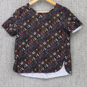 Mo:vint By Anthropologie Blouse Top Womens XS Multicolor Short Sleeve Casual NWT